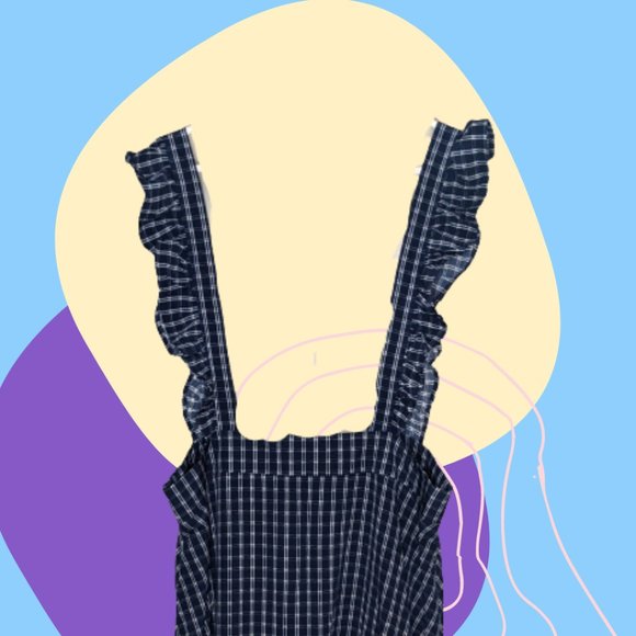 Plus Blue Checked Overall Skirt - Picture 2 of 4